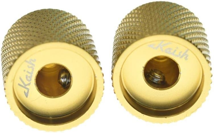 KAISH Set of 2 Aluminium Metal Flat Top Guitar Bass Knobs Guitar Volume/Tone Control Knobs 1/4" Universal Potentiometer Pot Knobs with Indicator Line for Tele/Telecaster Gold - Image 5
